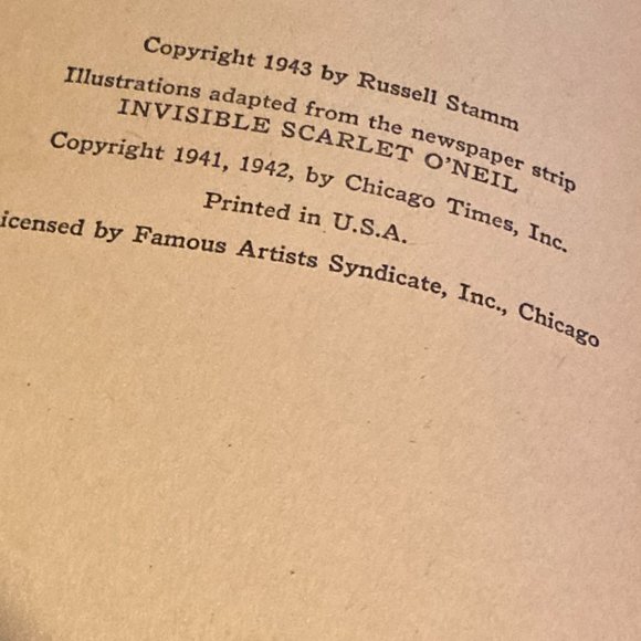 Antique Book-Invisible Scarlet O'Neil 1943 - Picture 2 of 5